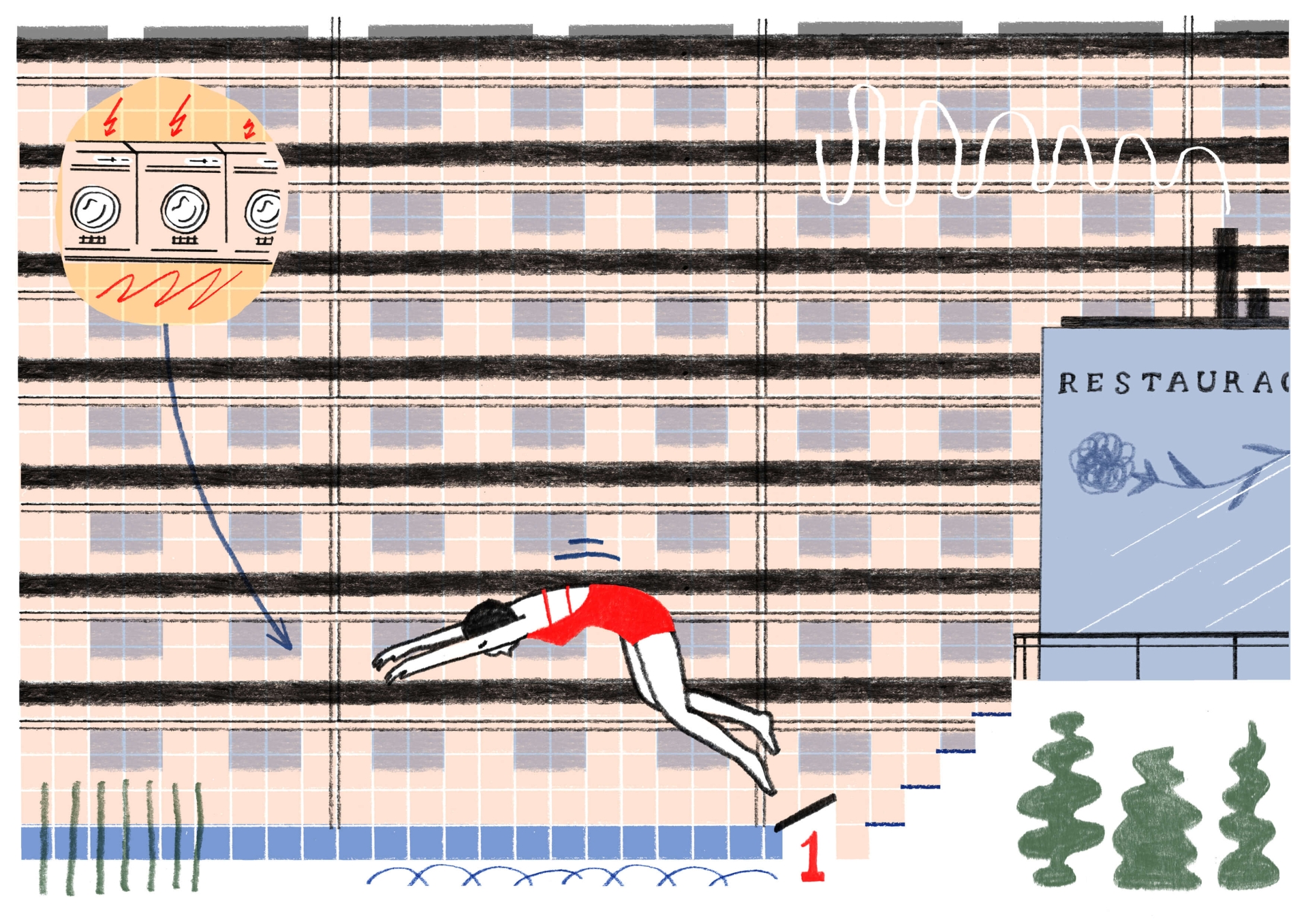 illustrations of her original book Řecký návrat (Baobab) and for Nový prostor and New York zine